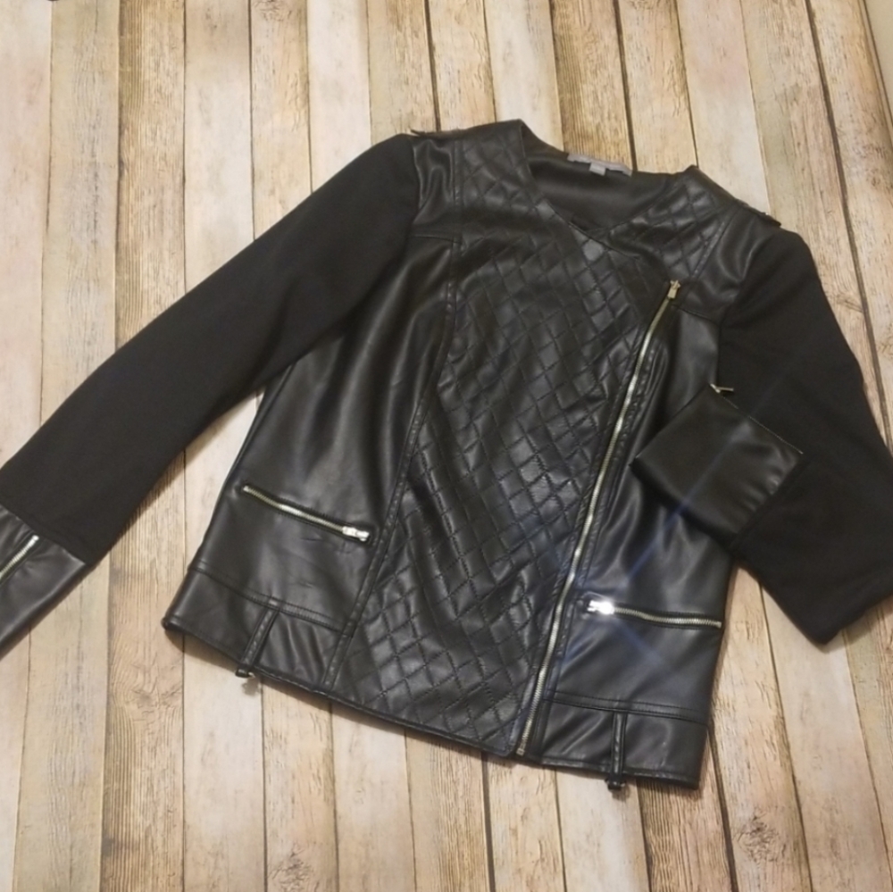 NY COLLECTION FAUX FUR MOTO JACKET